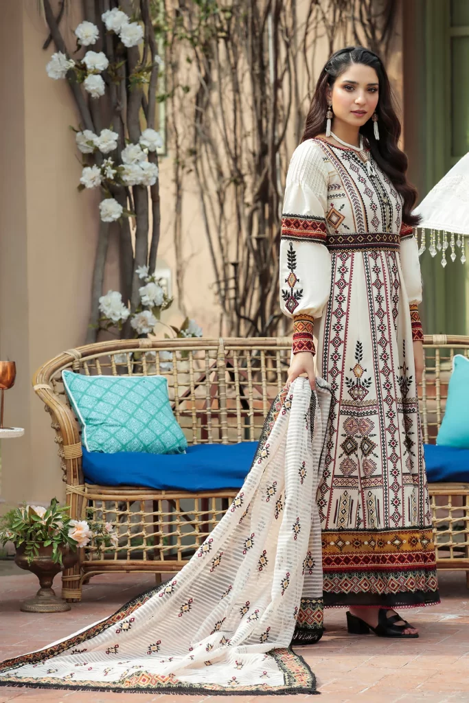 Geometric Embroidered Lawn Suit