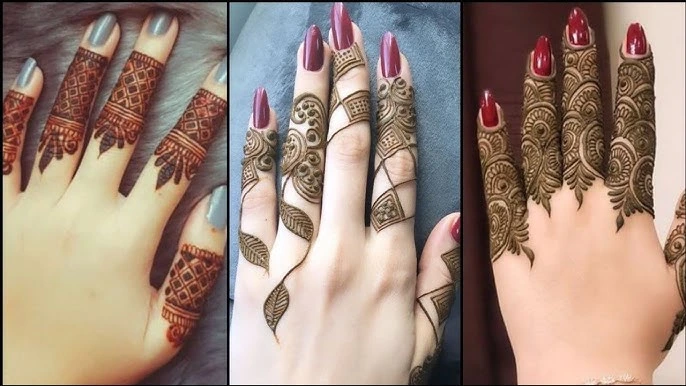 Finger Cuffs finger mehndi design 2024