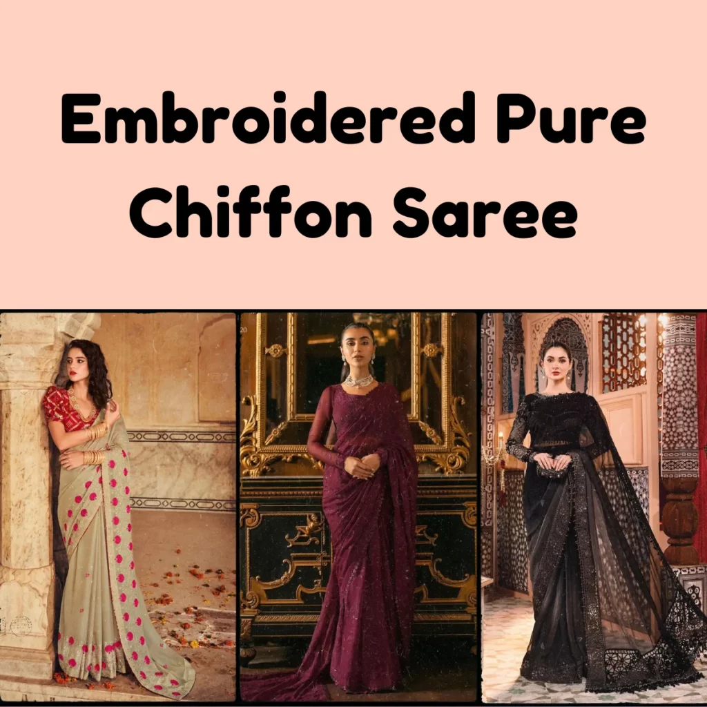 Embroidered Pure Chiffon Saree