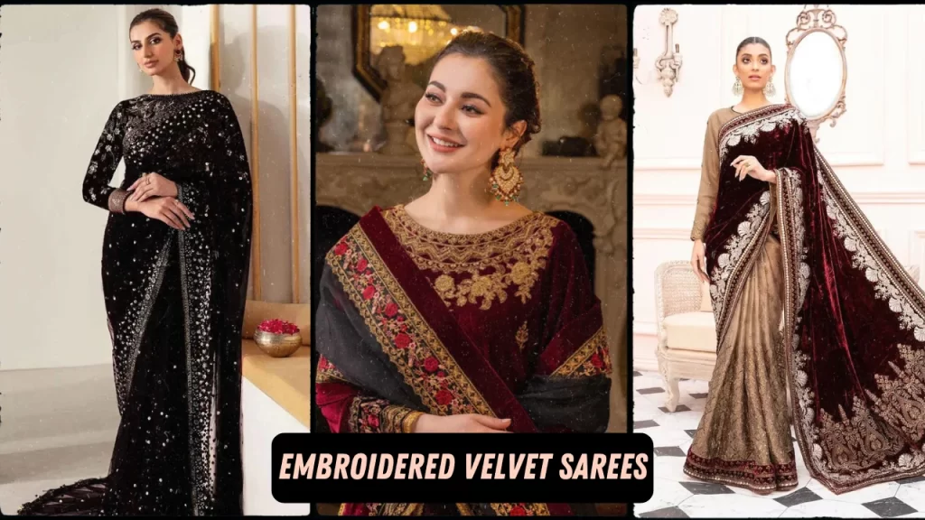 Embroidered Velvet Sarees