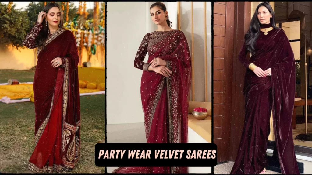 Party Wear Velvet Sarees