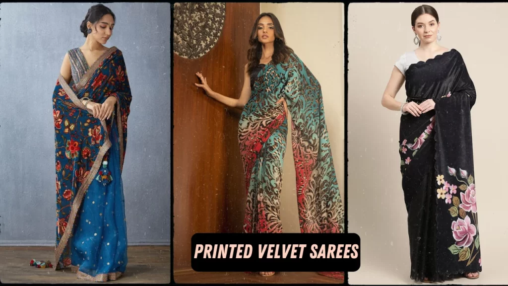 Printed Velvet Sarees