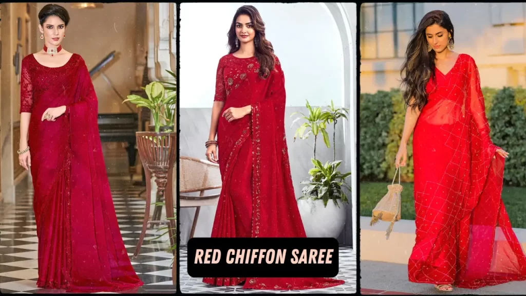 Red Chiffon Saree