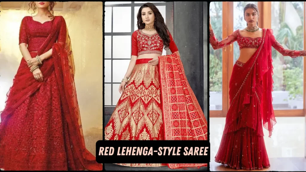 Red Lehenga-Style Saree