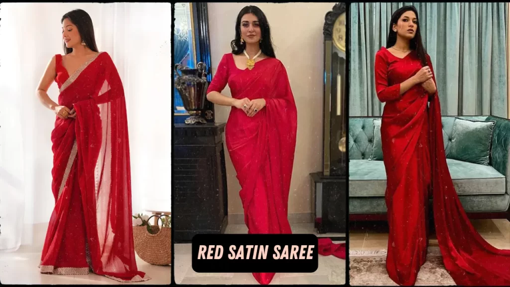 Red Satin Saree