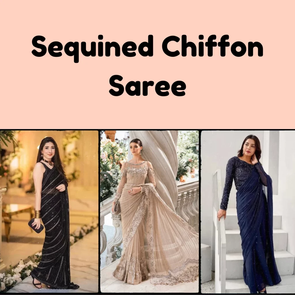 Sequined Chiffon Saree